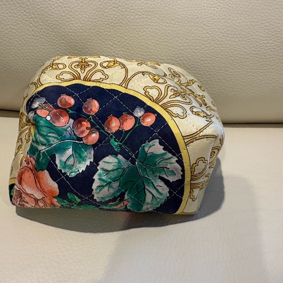 Basile Silk Cream Gold Blue Quilted Women's Mini Bag - Picture 3 of 10